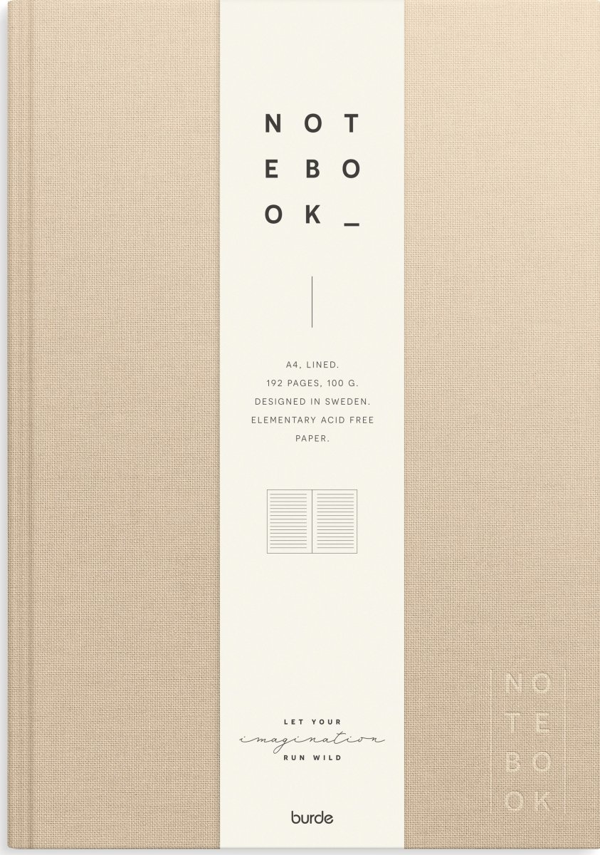 Burde Anteckningsbok | Tekstil | A4 Linj. | Beige