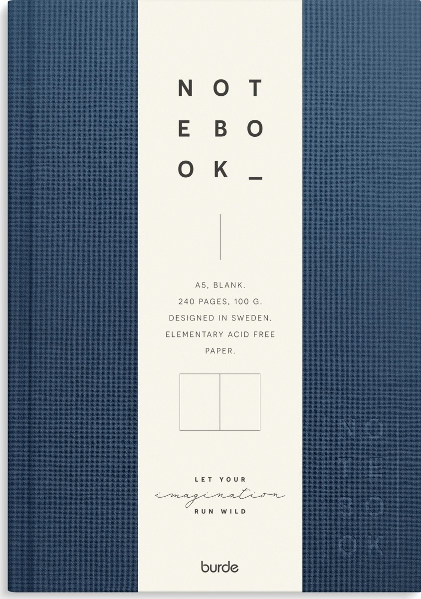 Burde Anteckningsbok | Textil | A5 Blank | Mörkblå