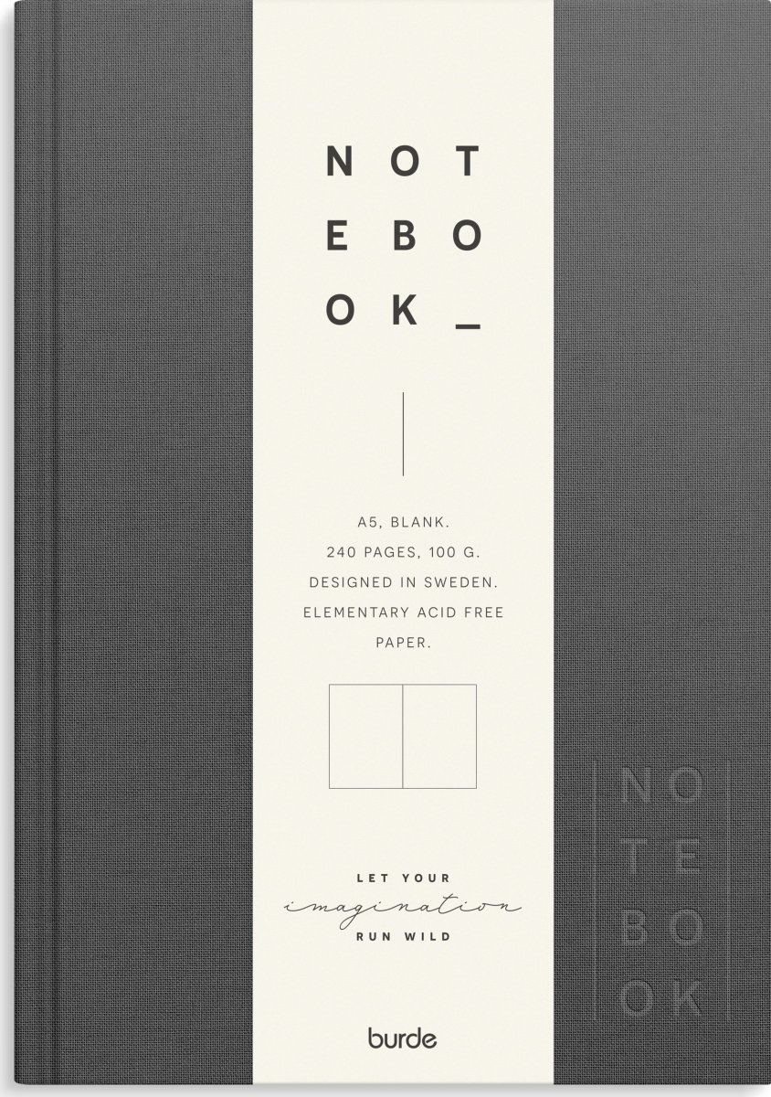 Burde Notebook | Textil | A5 | Blank | Mörkgrå