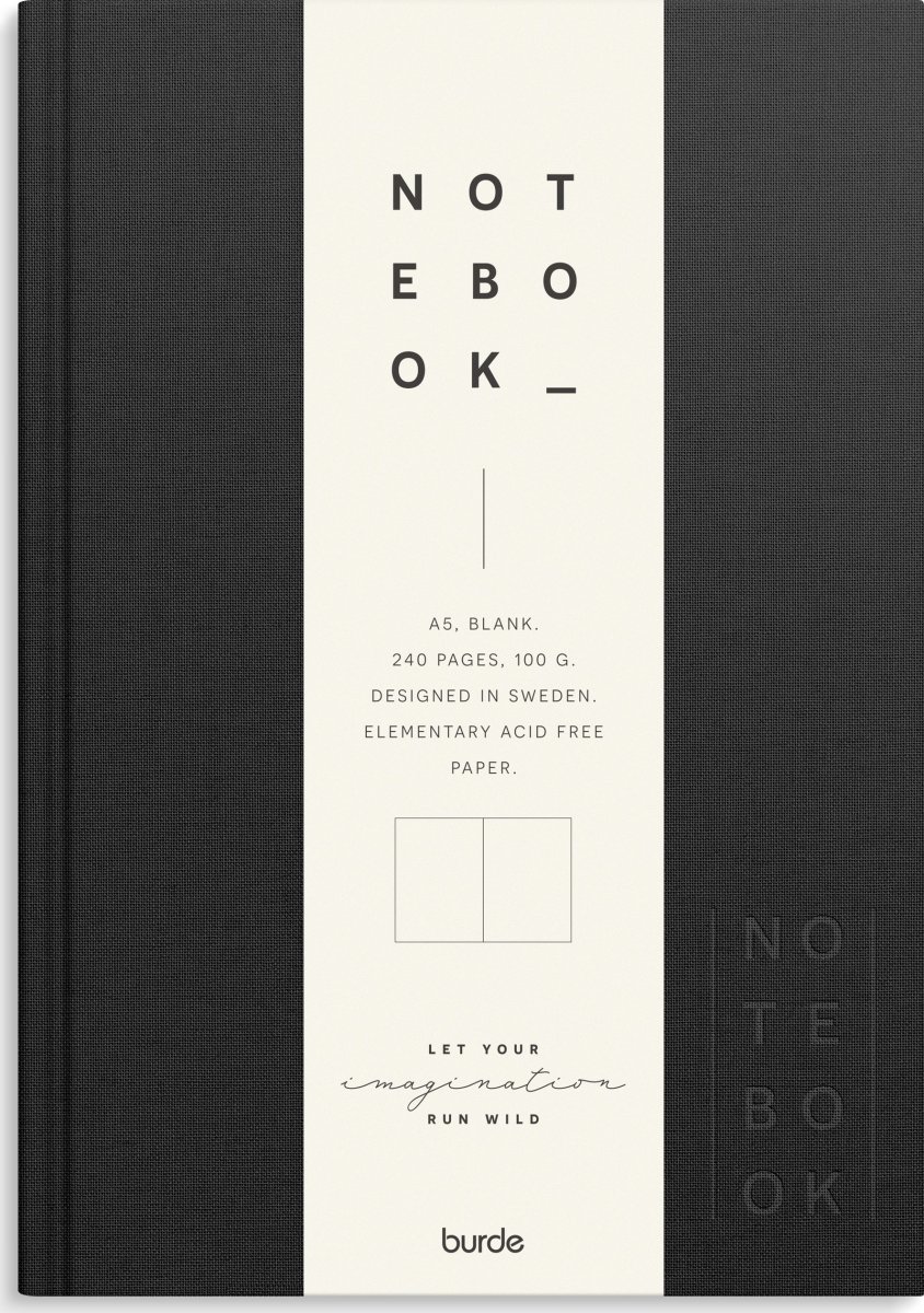 Burde Anteckningsbok | Textil | A5 | Blank | Svart