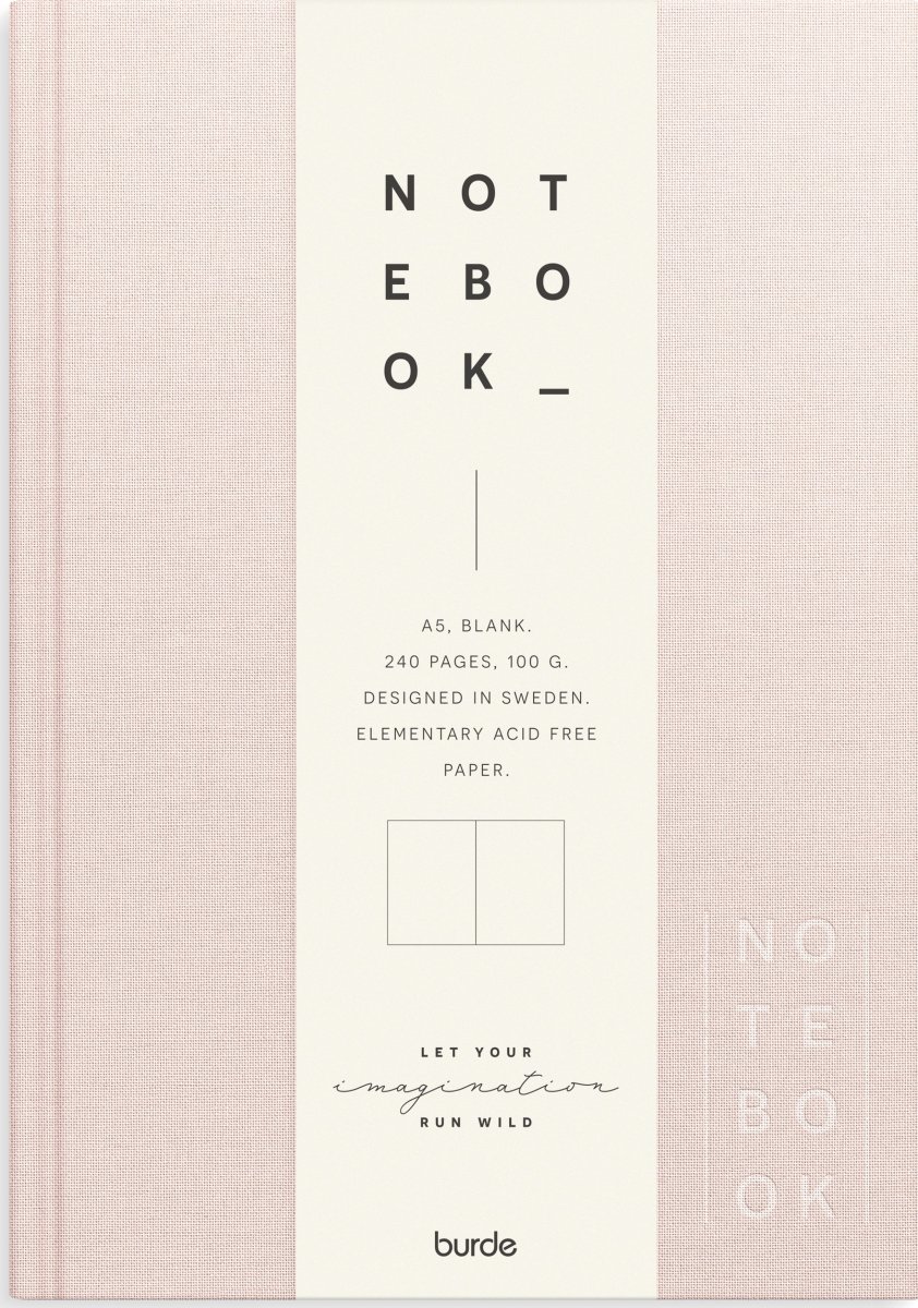 Burde Anteckningsbok | Textil | A5 | Blank | Rosa