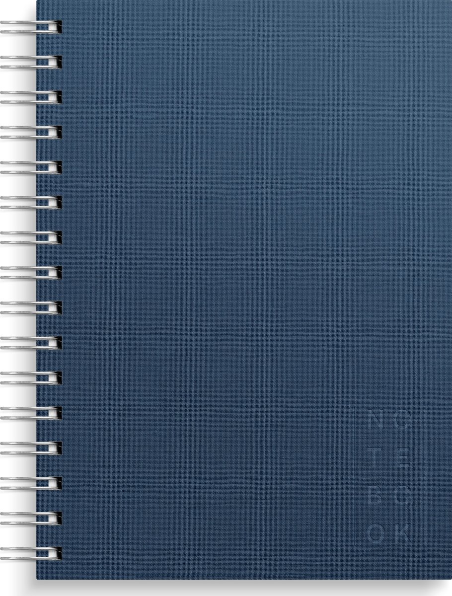 Burde Spiralbok | Textil | A5 | Linje | Mörkblå