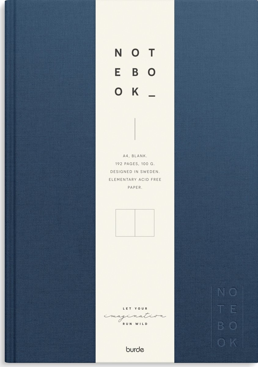 Burde Anteckningsbok | Textil | A4 Blank | Mörkblå