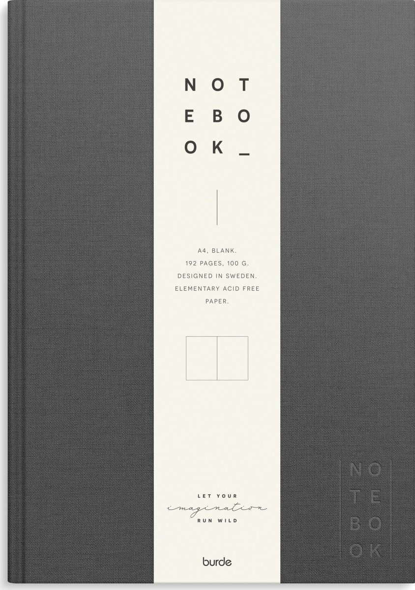 Burde Anteckningsbok | Textil | A4 Blank | Mörkgrå