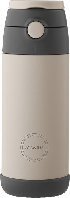 AYA&IDA Sugrörsflaska för barn, 350 ml, Beige