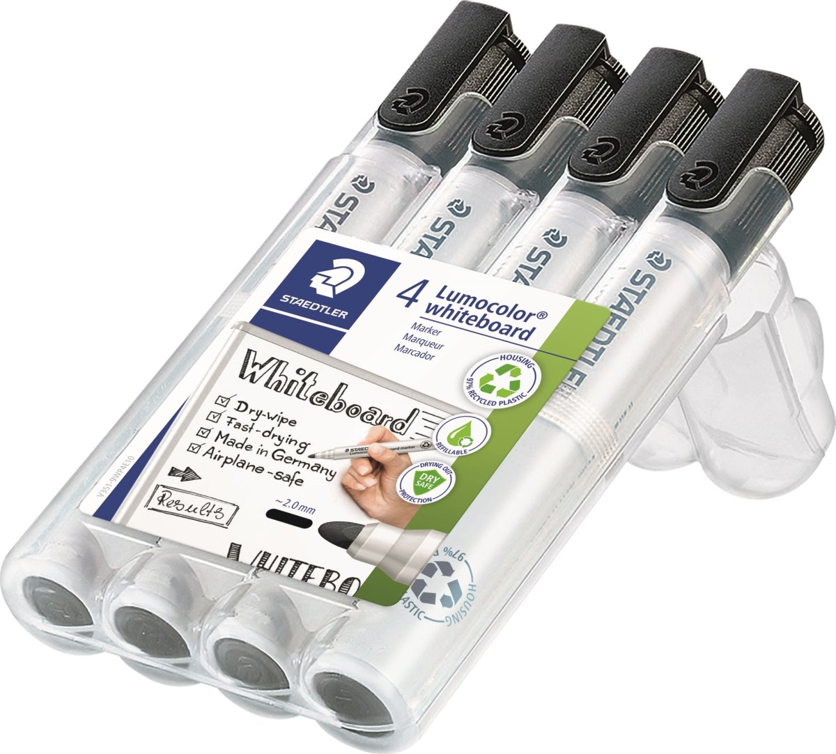 Staedtler 351 Whiteboard Marker, 4 svarta
