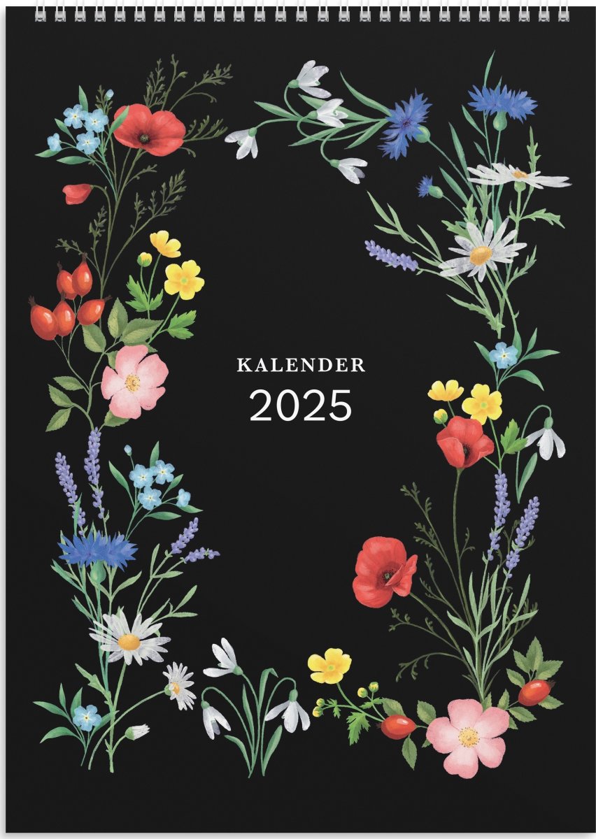 Burde 2025 Väggkalender, Illustrerad blomster