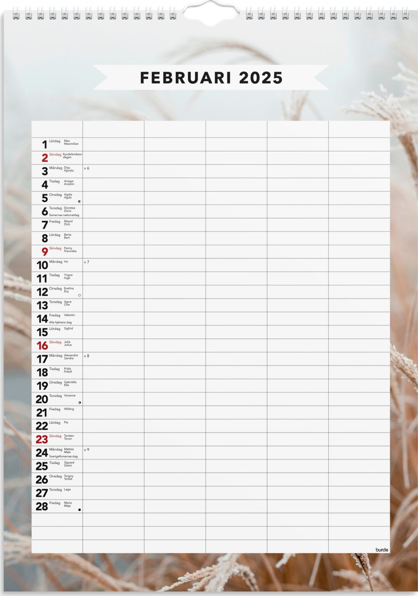 Burde 2025 Familjekalender, Modern