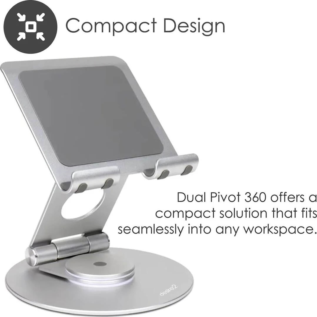DESIRE2 Stativ Surfplatta Dual Pivot 360, Silver