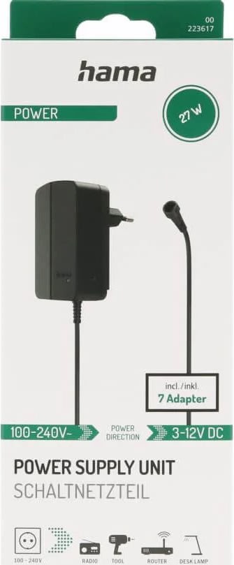 HAMA Universal 27W nätaggregat, svart