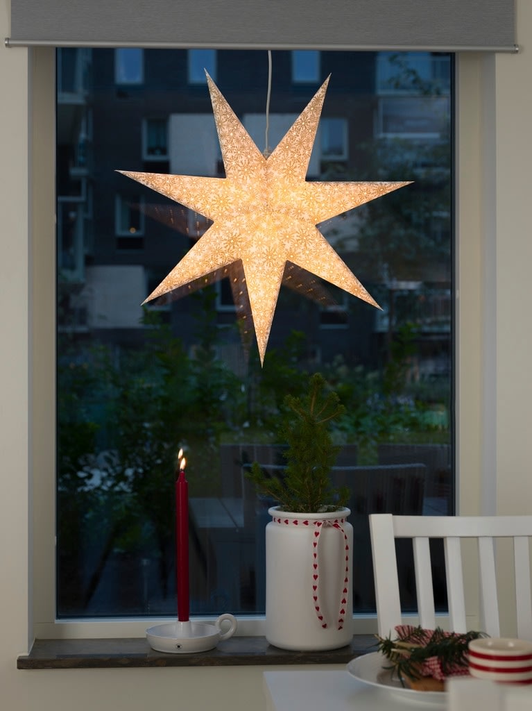 Pappersstjärna, Hängande, Mönster, Ø60, Guld