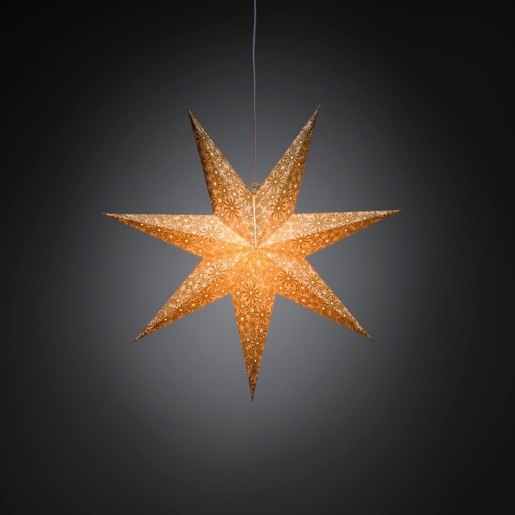 Pappersstjärna, Hängande, Mönster, Ø60, Guld