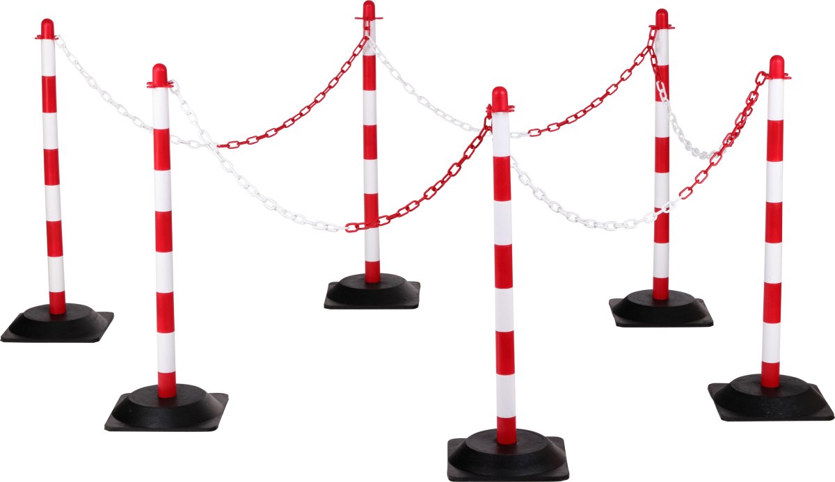 Avspärrningsset, 6 stolpar 10 m kedja, h/ v