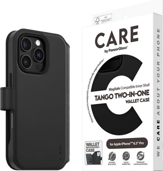 CARE iPhone 16 Pro 2-i-1 fodral m. Plånbok, Svart