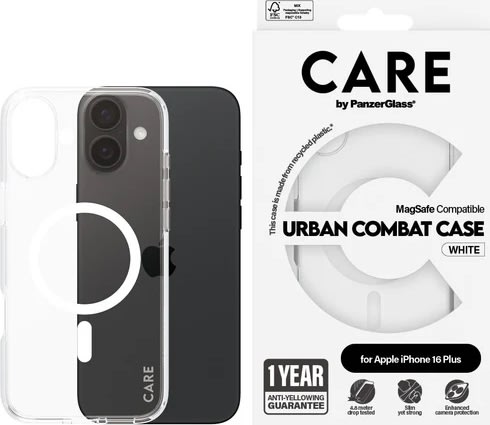 PanzerGlass skal för iPhone 16 plus, transparent
