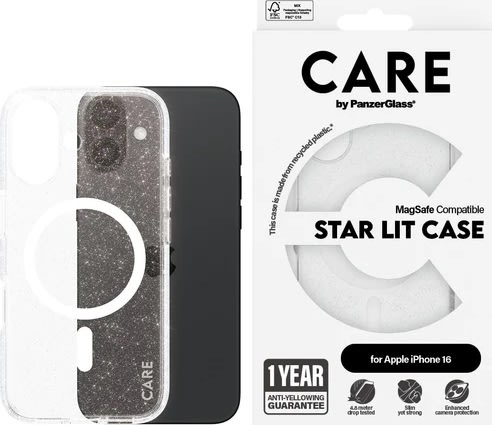 PanzerGlass skal för iPhone 16, Star lit