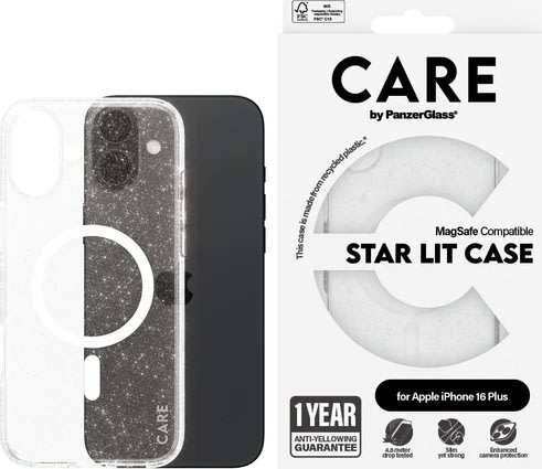 PanzerGlass skal för iPhone 16 plus, Star lit
