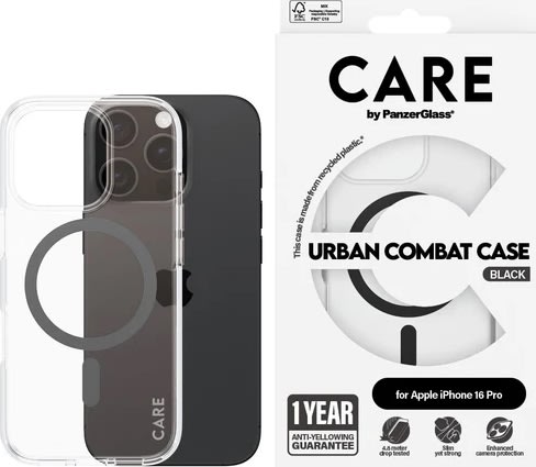 PanzerGlass cover iPhone 16 pro Svart, transparent