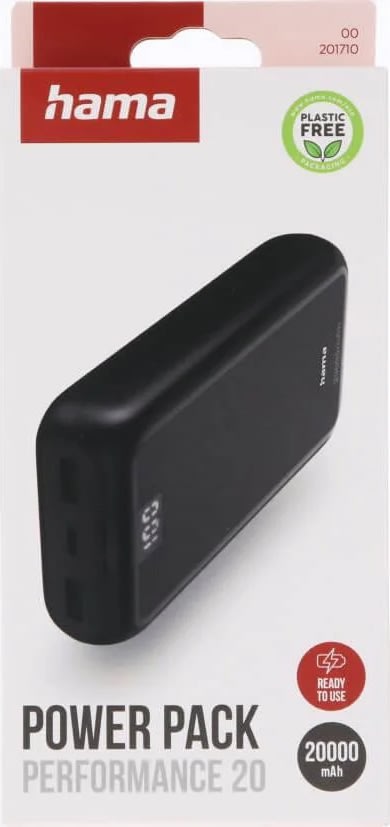 HAMA Powerbank prestanda 20000mAh, svart