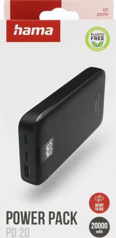 HAMA Powerbank PD 20000mAh, svart