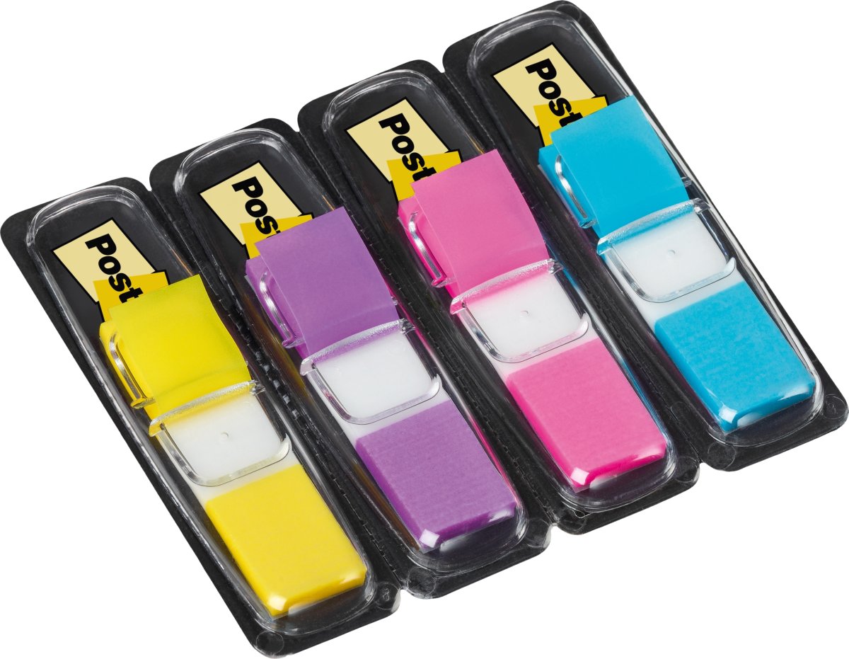 Post-it indexflikar | 12x43mm | Gul/lila/rosa/blå
