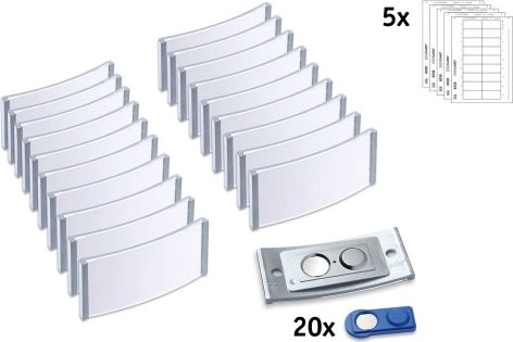 Avery namnbrickor med stålram, 65x30mm, 20 st