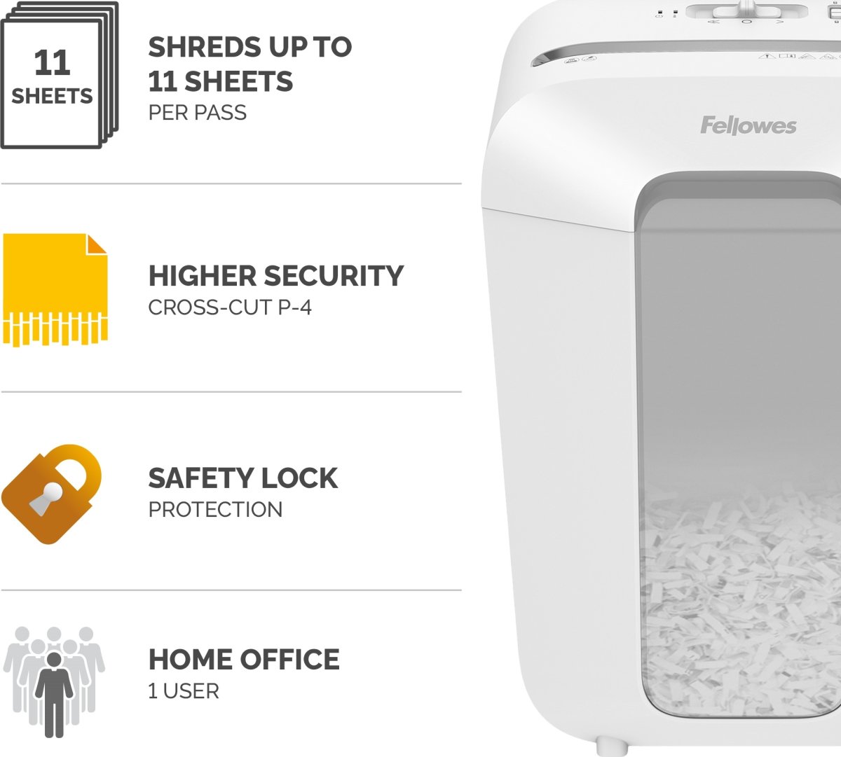 Fellowes Powershred LX70 dokumentförstörare, vit