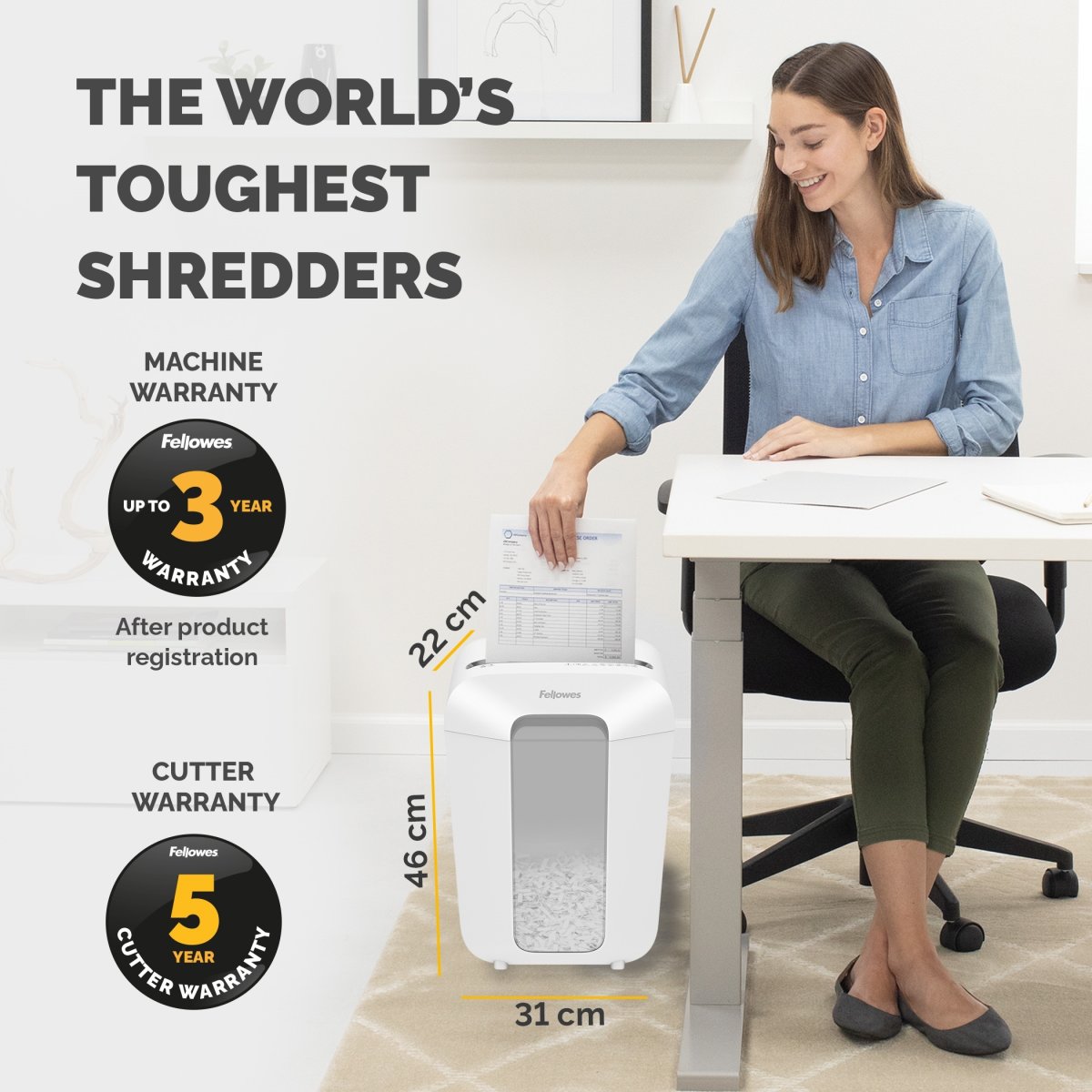 Fellowes Powershred LX70 dokumentförstörare, vit