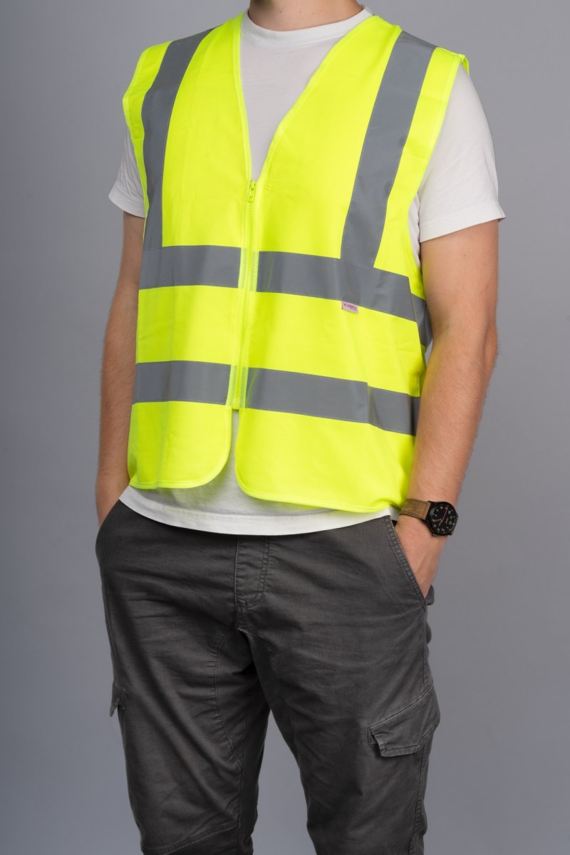 Reflexväst med dragkedja, gul, storlek XL