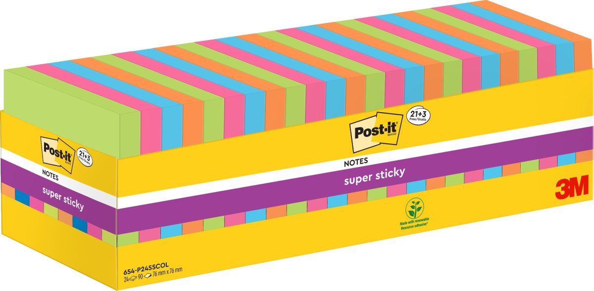 Post-it Super Sticky Notes | Color | 76x76 mm