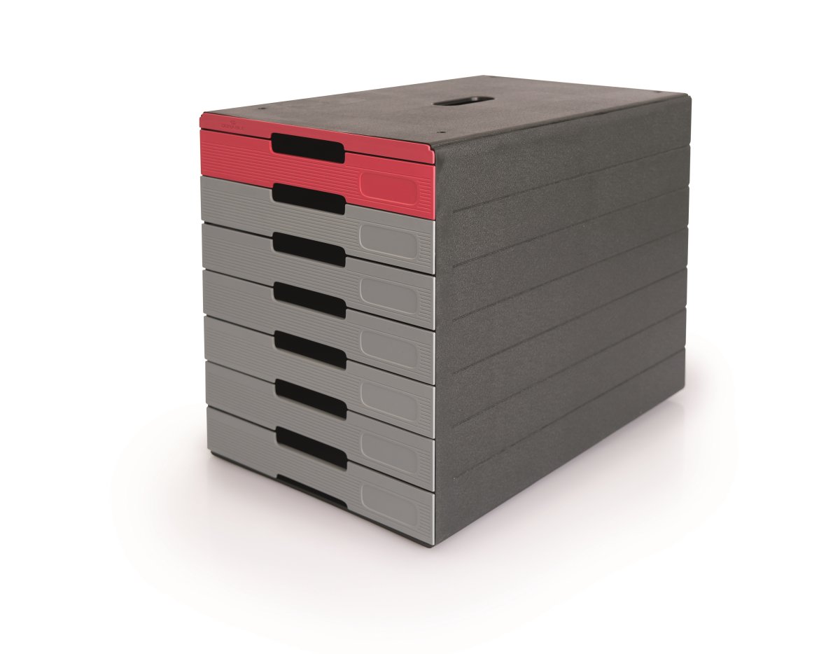 Durable Idealbox Pro lådskåp, 7, Grå/Röd