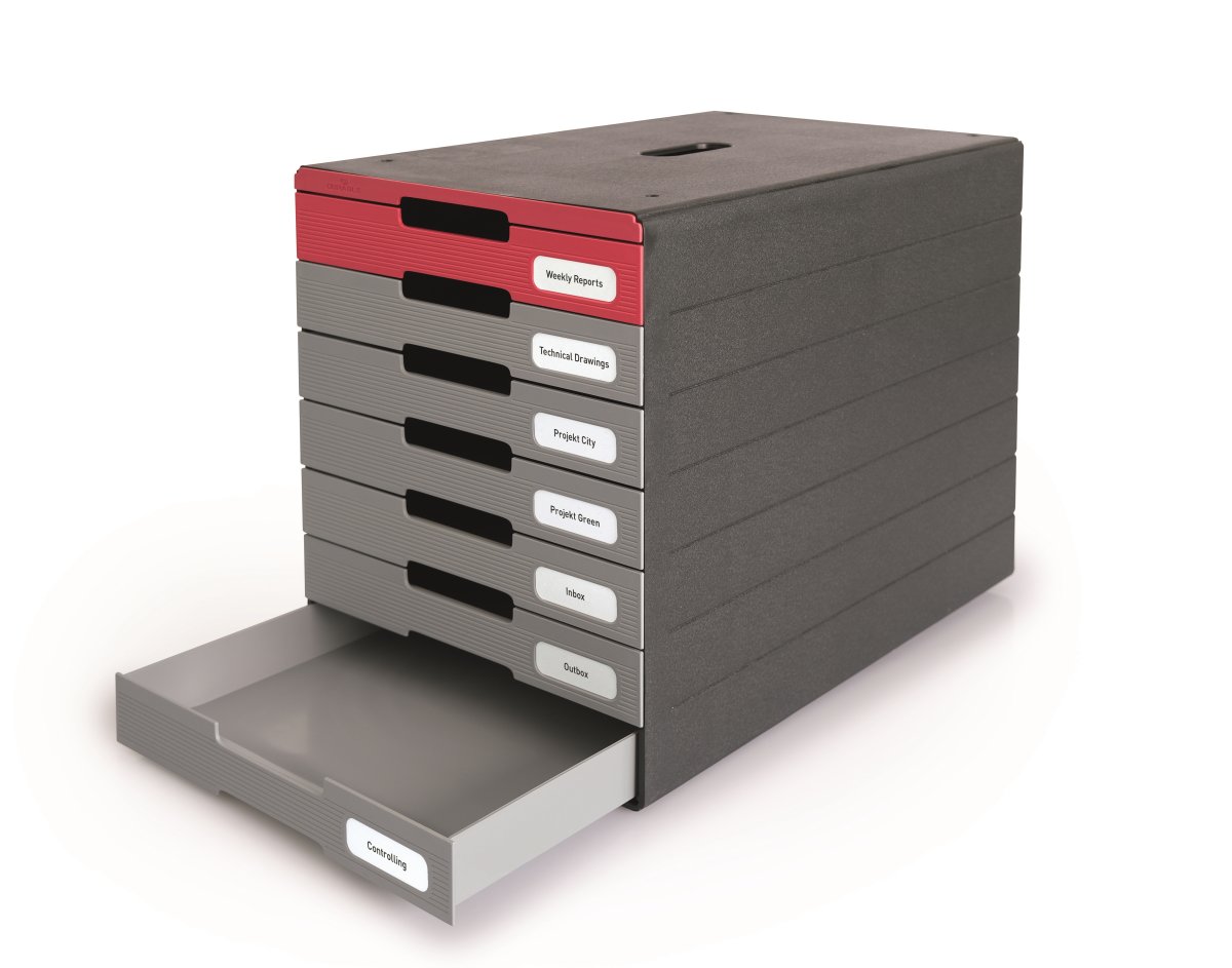 Durable Idealbox Pro lådskåp, 7, Grå/Röd