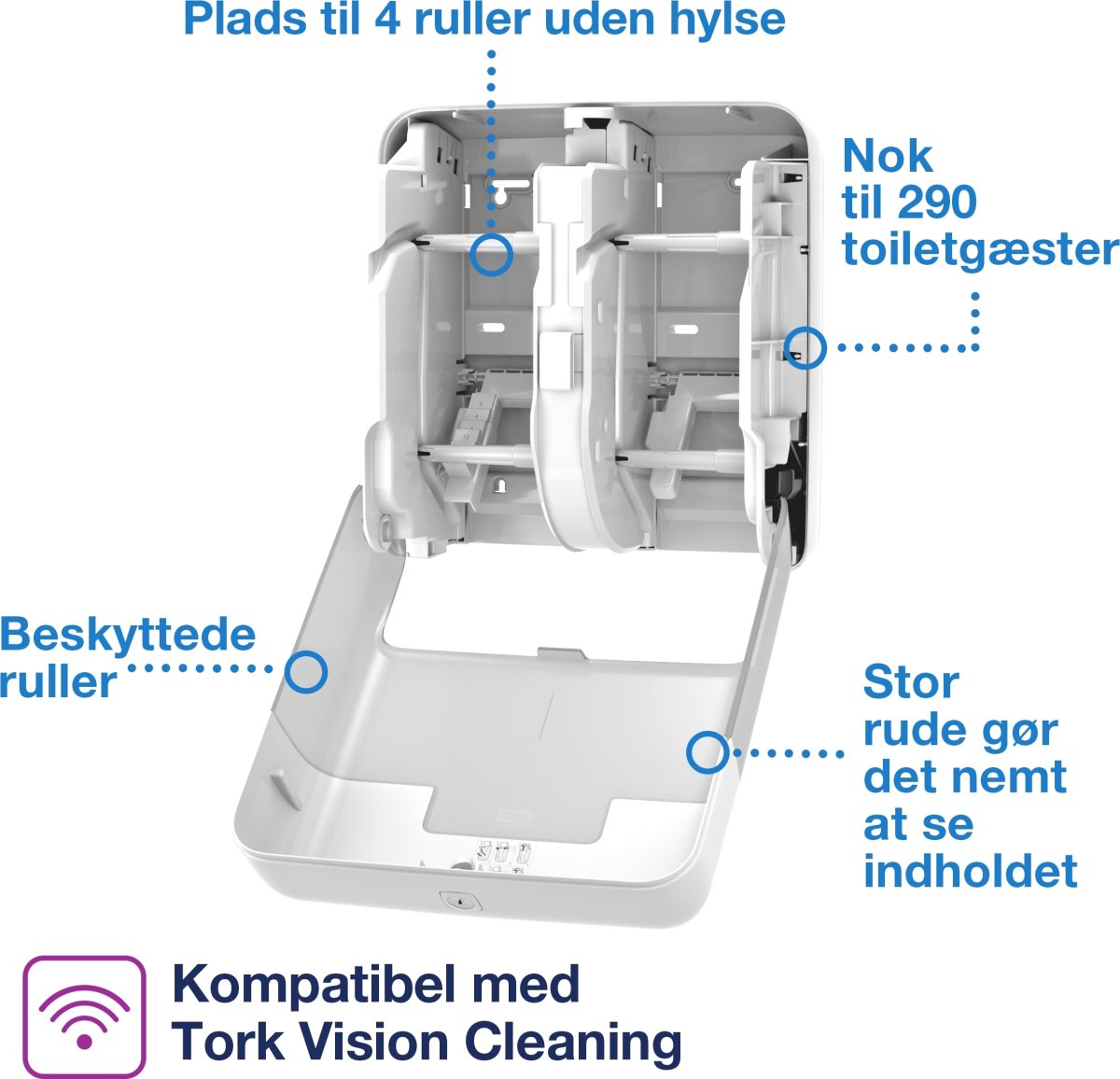 Tork T7 dispenser toalettpapper u/hylsa Quadro Vit