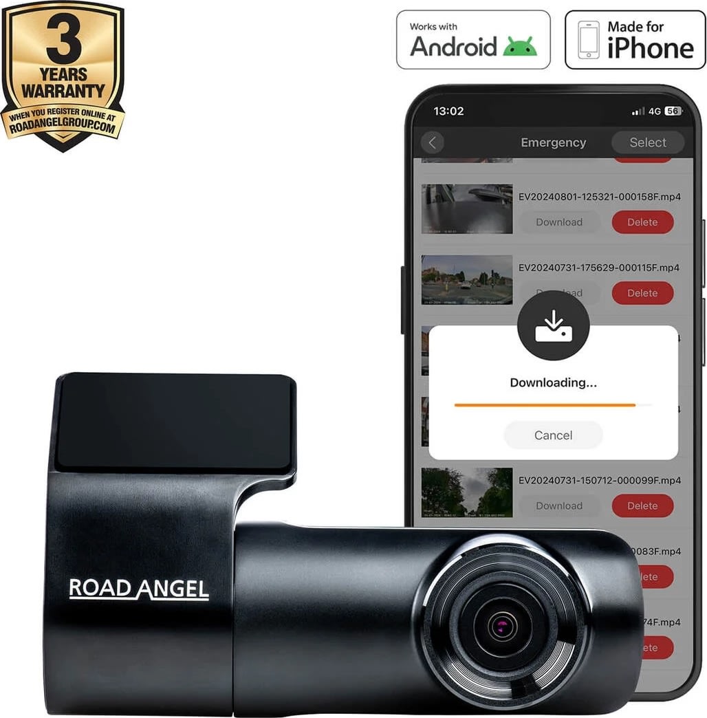 Road Angel Dash Cam Bilkamera 1080p, Svart