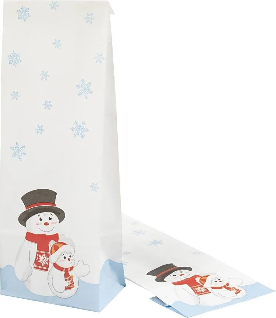 Presentpåse, 6x10x28 cm, Snögubbe, 100 st.