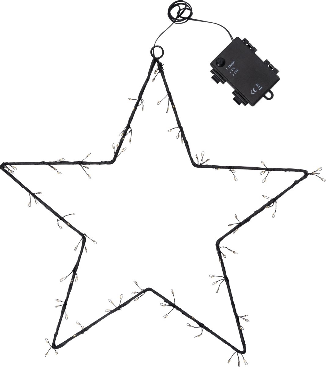 Stjärna med kluster LED, Ø40 cm, Svart/Varm Vit