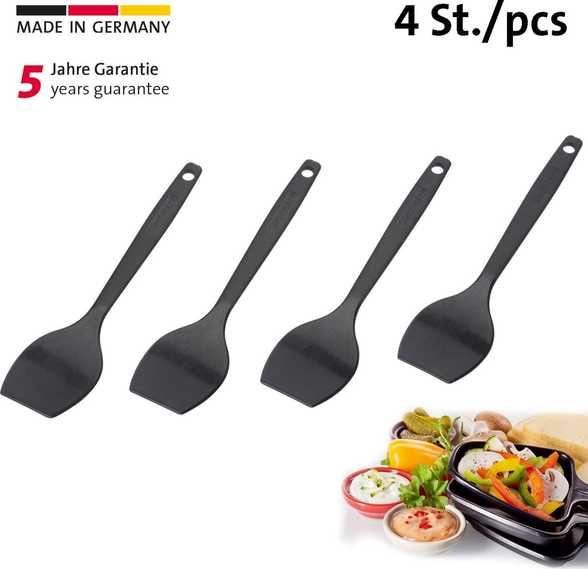 Westmark Raclette-spatlar 4 st, plast, svart, 17cm