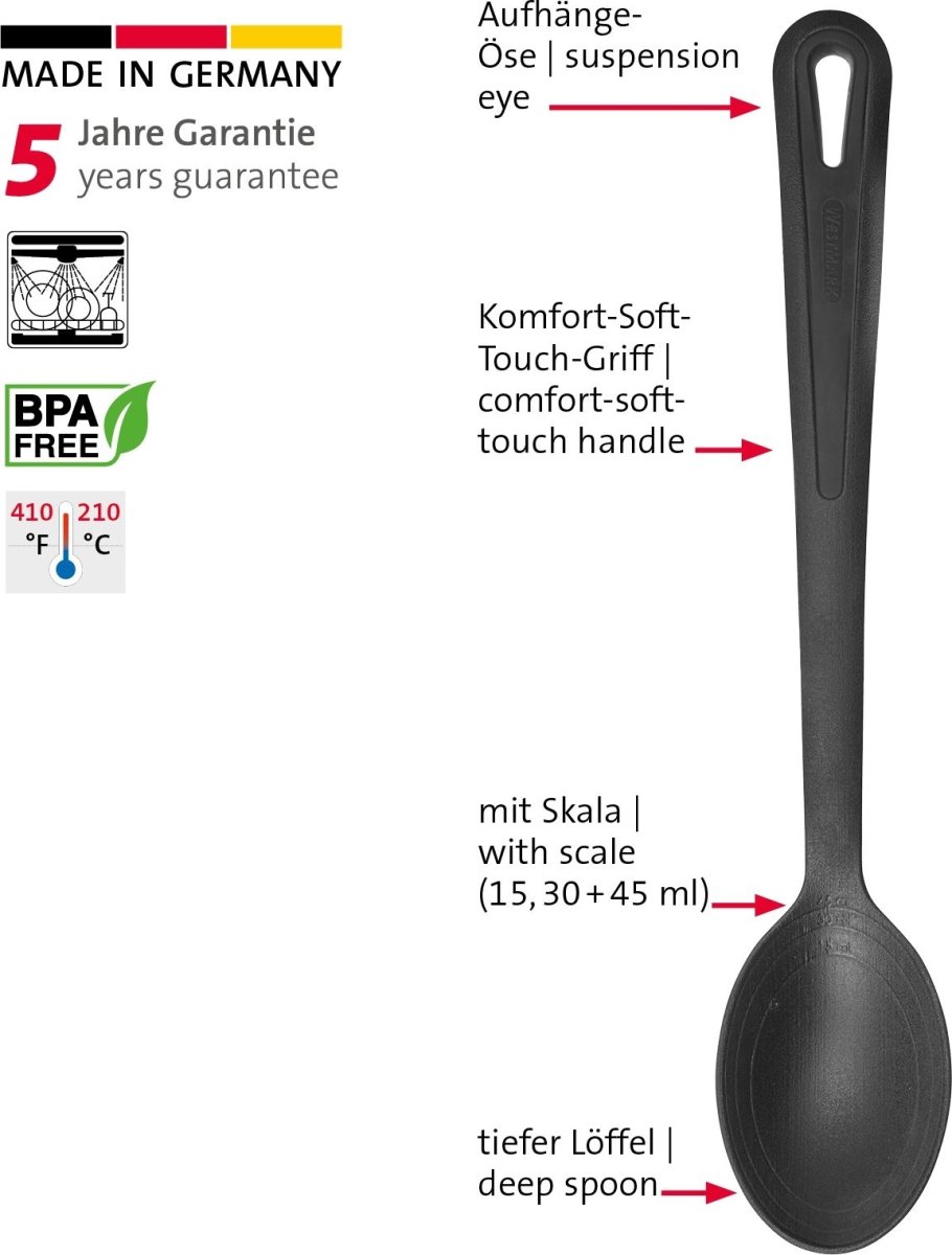 Westmark Grytslev med mått Gentle, svart, 33,5 cm