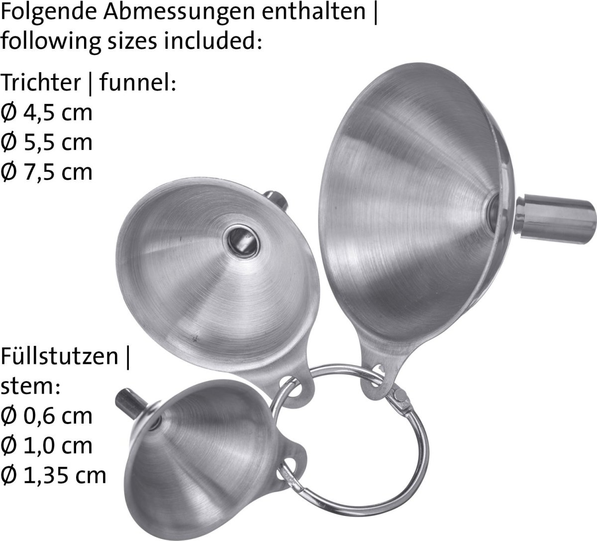 Westmark Tratt-set 3 st, stål, Ø4,5+5,5+7,5cm