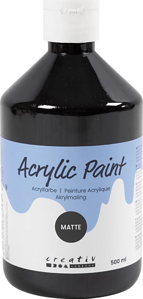 A'Color Akrylfärg 500 ml matt svart