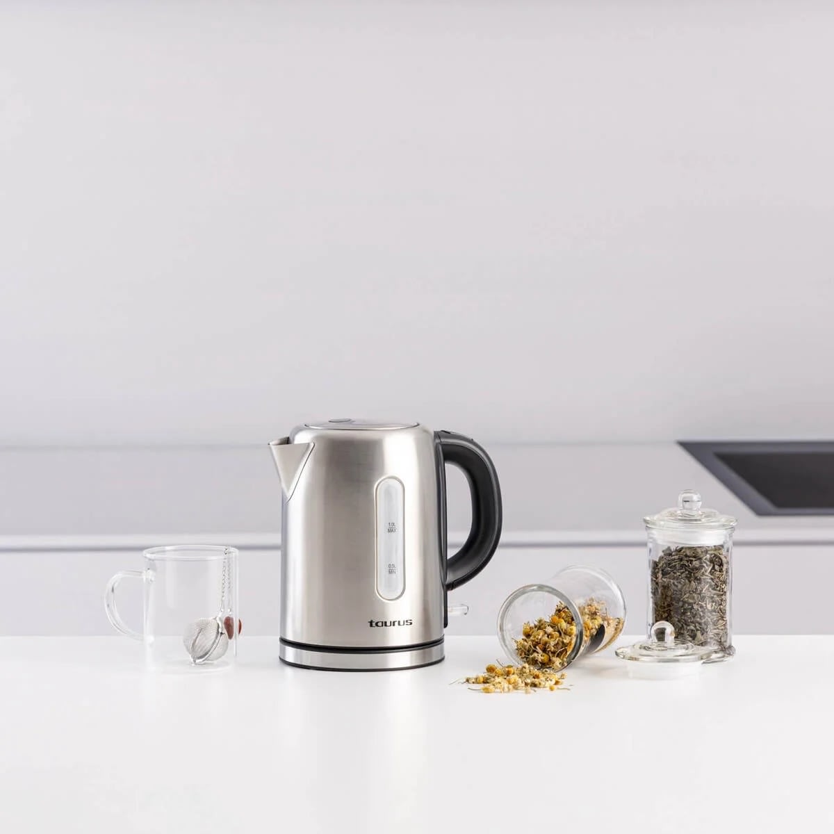Taurus vattenkokare 1L, 2200W, rostfritt stål