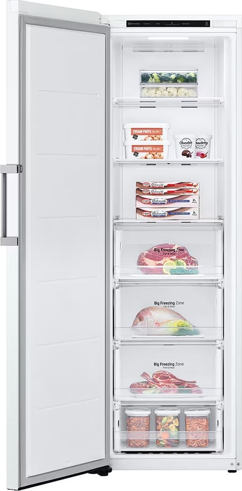 LG fristående frysskåp, 324L, vit