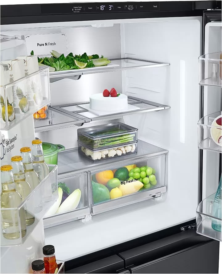 LG Kylskåp med instaview, 638L, Wi-Fi, svart