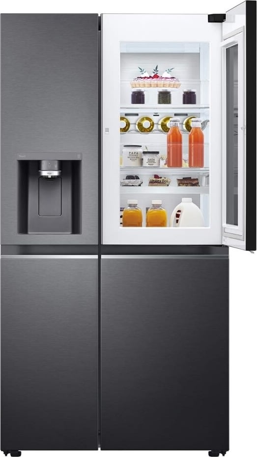 LG kylskåp med instaview, vatten/is, 635L, svart