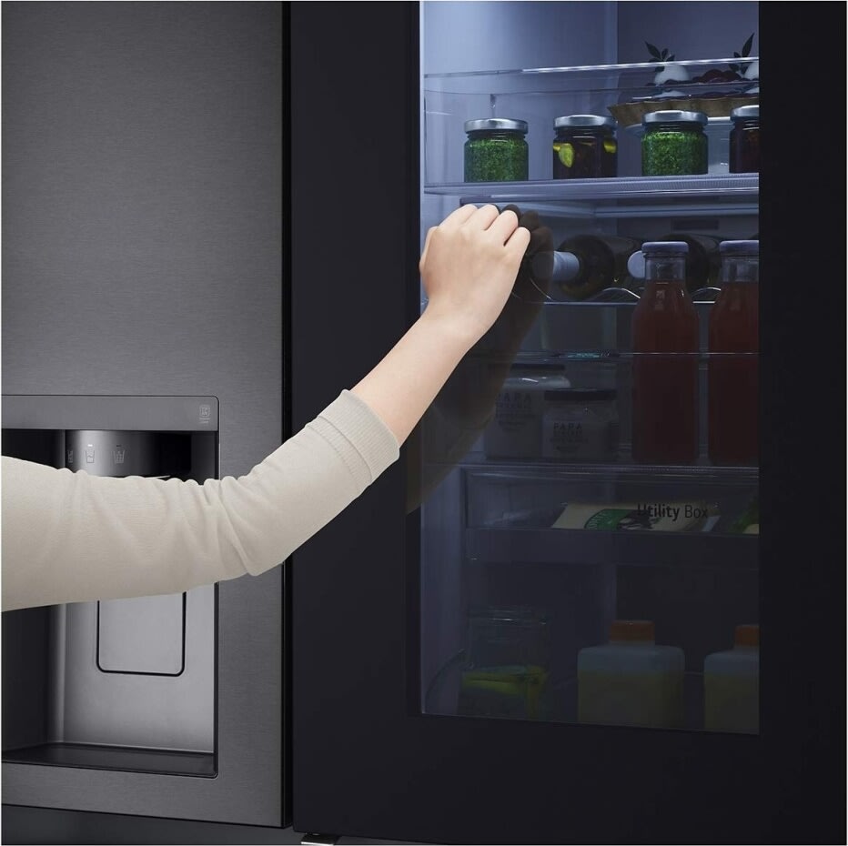 LG kylskåp med instaview, vatten/is, 635L, svart