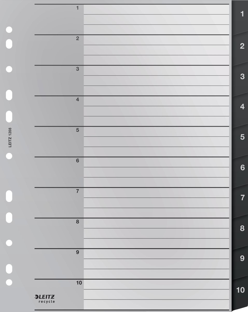 Leitz Återvinningsregister | A4 | PP | 1-10