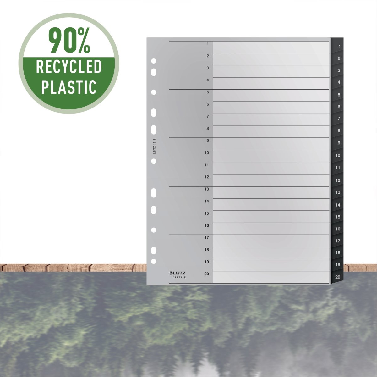 Leitz Återvinningsregister | A4 | PP | 1-20