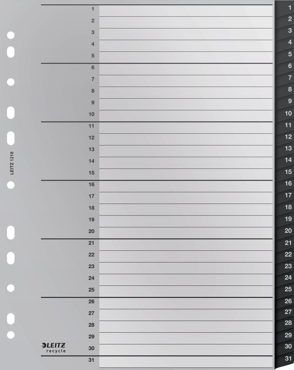 Leitz Återvinningsregister | A4 | PP | 1-31