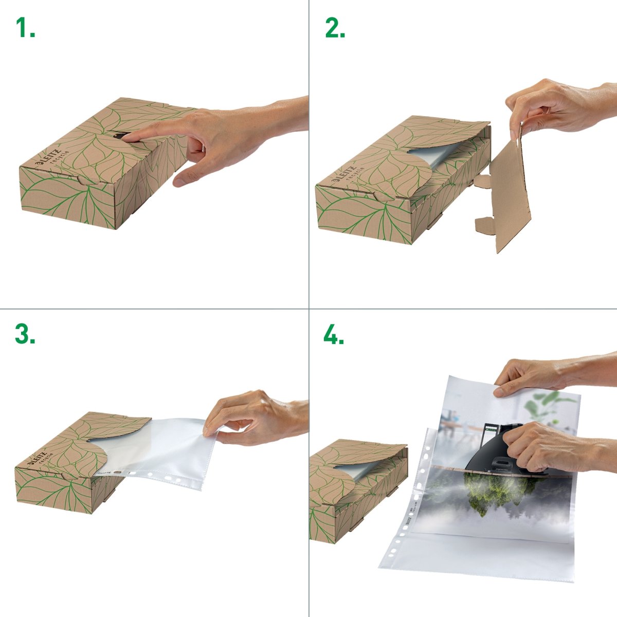 Leitz Recycle plastfickor, A4, Dispenser , 40 st.