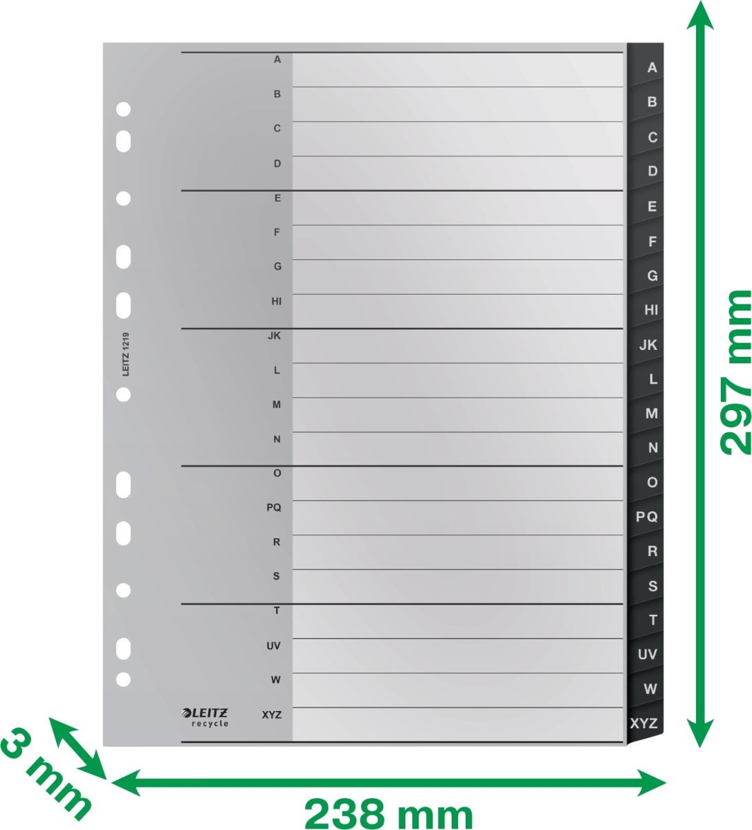 Leitz Återvinningsregister | A4+ | PP | A-Z